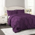 thumbnail image 1 of DNG Creations 3 Piece Ruffle Ribbon Design Comforter ( Oversized Super King Size ) Ultra Soft All-Season 550 GSM 800 Threads Count,100% Egyptian Cotton - Solid Plum Colour, 1 of 5