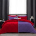 thumbnail image 1 of DNG Creations 3 Piece Solid Reversible Diamond Pattern Comforter 550 GSM All Season 800 TC, 100% Egyptian Cotton - Full/ Queen - Size ( Purple/Red Colour ), 1 of 7