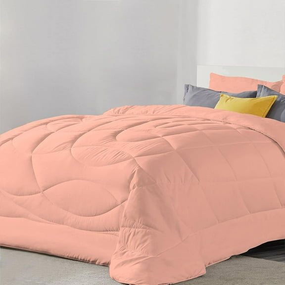 DNG Creations 3 Piece Solid U Shape Pattern Comforter Ultra Soft 100% Egyptian Cotton, 800 Threads Count 550 GSM All Season - Solid Peach Colour ( California King - Size )