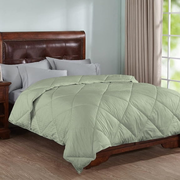 DNG Creations 3 Piece Stripe Diamond Comforter - California King Size - 550 GSM All Season 100% Egyptian Cotton, 800 Threads Count ( Stripe Light Sage Colour )