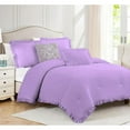 thumbnail image 1 of DNG Creations 3 Piece Vintage Ruffle Pattern Comforter Set Premium Ultra Soft 550 GSM All Season ( Oversized Queen Size ) 100% Egyptian Cotton Solid Lilac Colour, 1 of 8