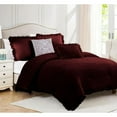 thumbnail image 1 of DNG Creations 3 Piece Vintage Ruffle Pattern Comforter Set Premium Ultra Soft 550 GSM All Season ( King/Cal King Size ) 100% Egyptian Cotton Solid Wine Colour, 1 of 8