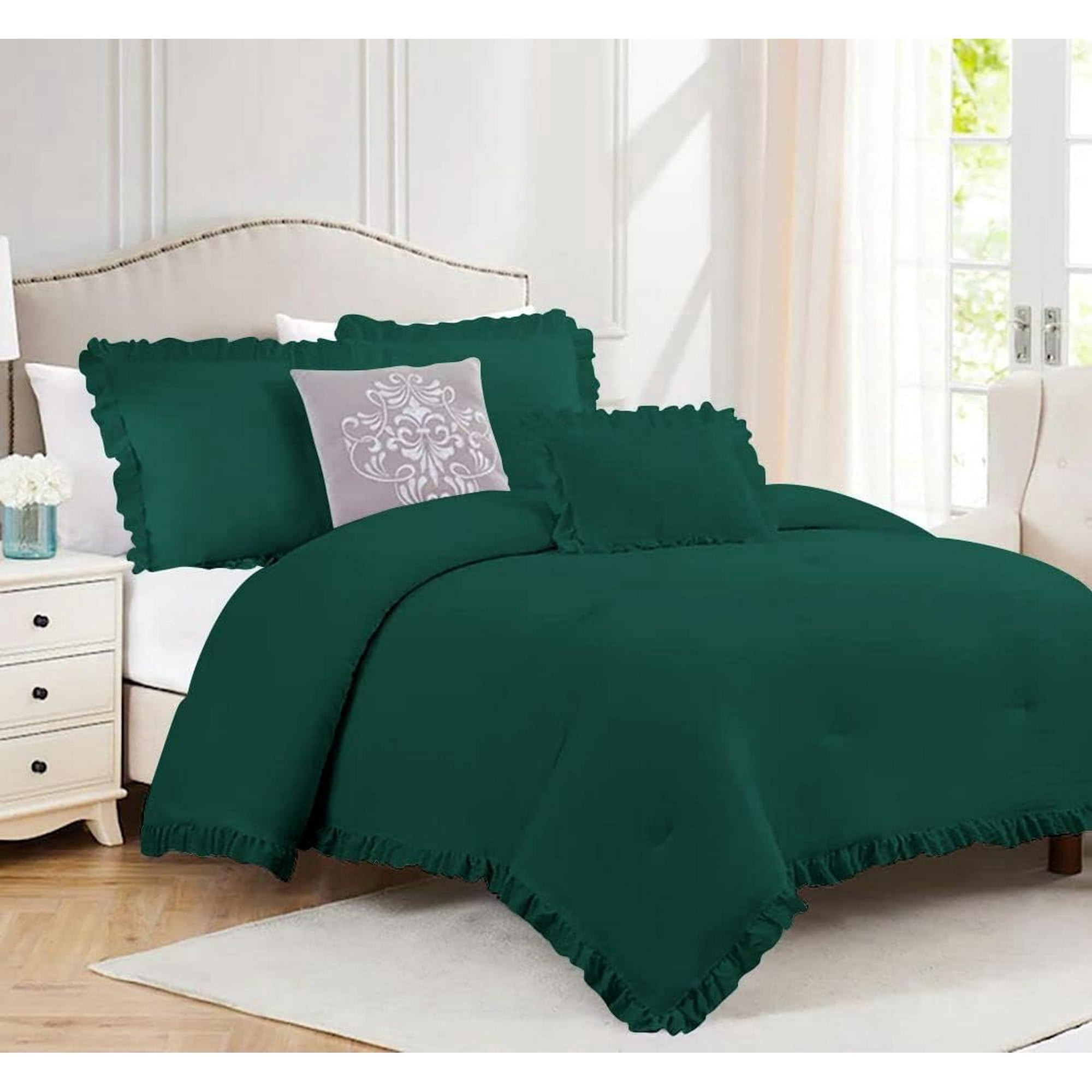 DNG Creations 3 Piece Vintage Ruffle Pattern Comforter Set Premium ...