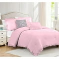 thumbnail image 1 of DNG Creations 3 Piece Vintage Ruffle Pattern Comforter Set Premium Ultra Soft 550 GSM All Season ( Twin/Twin XL Size ) 100% Egyptian Cotton Solid Baby Pink Colour, 1 of 8