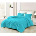 thumbnail image 1 of DNG Creations 3 Piece Diamond Ruffle Comforter 100% Egyptian Cotton, 800TC - Solid Turquoise Blue Colour - Super Soft 550 GSM All Season ( Oversized Queen - Size ), 1 of 6