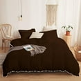 thumbnail image 1 of DNG Creations 3 Piece White Pom Pom Duvet Cover with Zipper Closure, 100% Egyptian Cotton, 800 Thread Cotton ( Full/Queen - Solid Chocolate ), 1 of 5