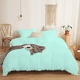 thumbnail image 1 of DNG Creations 3 Piece White Pom Pom Duvet Cover with Zipper Closure, 100% Egyptian Cotton, 800 Thread Cotton ( Twin/Twin XL - Solid Auqa Blue ), 1 of 5