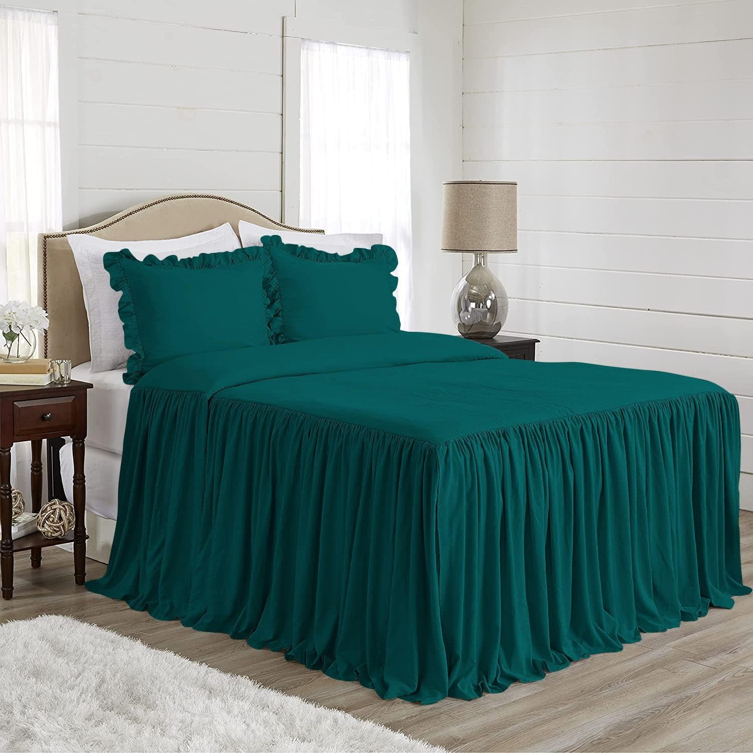 DNG Creations 4-Piece Long Ruffle Sheet Set 26-Inch Deep Pocket (Solid ...