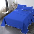 thumbnail image 1 of DNG Creations 4 Piece Pom Pom Sheet Set 100% Egyptian Cotton, White Pom-Pom Fringe Solid Pattern 12 Inch Deep Pocket ( Solid Royal Blue - King ), 1 of 7