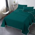 thumbnail image 1 of DNG Creations 4 Piece Pom Pom Sheet Set 100% Egyptian Cotton, White Pom-Pom Fringe Solid Pattern 12 Inch Deep Pocket ( Solid Teal - Full ), 1 of 7
