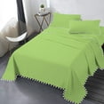 thumbnail image 1 of DNG Creations 4 Piece Pom Pom Sheet Set 100% Egyptian Cotton, White Pom-Pom Fringe Solid Pattern 15 Inch Deep Pocket ( Solid Sage - California King ), 1 of 7