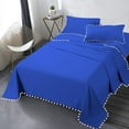 thumbnail image 1 of DNG Creations 4 Piece Pom Pom Sheet Set 100% Egyptian Cotton, White Pom-Pom Fringe Solid Pattern 18 Inch Deep Pocket ( Solid Royal Blue - Queen ), 1 of 7