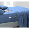 thumbnail image 1 of DNG Creations 4 Piece Sheet Set 12 Inch Deep Pocket With Side Storage Pockets 100% Egyptian Cotton, 800 Thread Count ( Solid Medium Blue - King ), 1 of 3