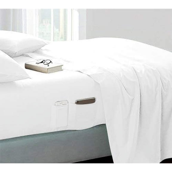 DNG Creations 4 Piece Sheet Set 18 Inch Deep Pocket With Side Storage Pockets 100% Egyptian Cotton, 800 Thread Count ( Solid White - King )