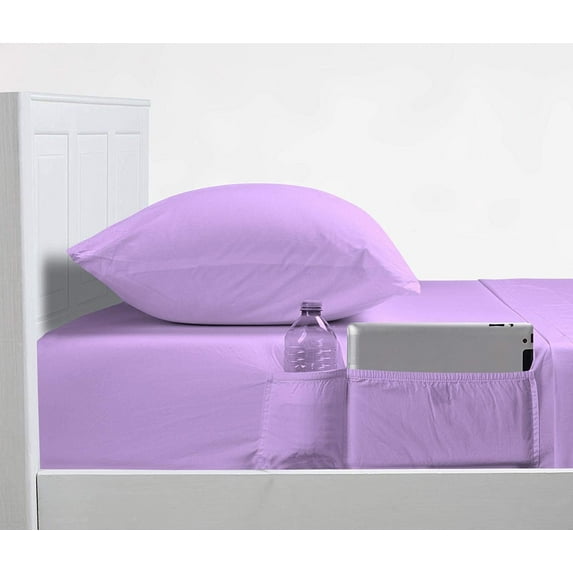 DNG Creations 4 Piece Sheet Set With Elastic Side Storage Pockets 100% Egyptian Cotton, 800 Thread Count 18 Inch Deep Pocket ( Solid Lilac - California King )