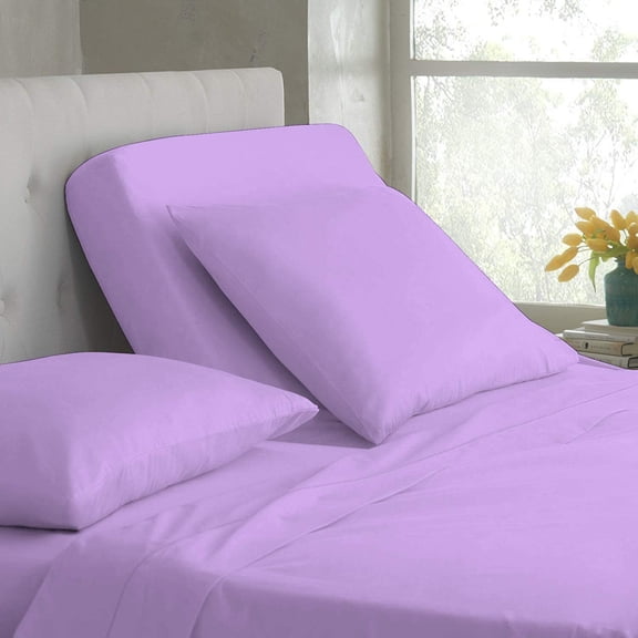 DNG Creations 4 Piece Split Top King Adjustable Flex Top Sheet Set 100% Egyptian Cotton, 800 Thread Count 12 Inch Deep Pocket - 28" Split from The Top ( Solid Lilac )