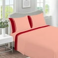 thumbnail image 1 of DNG Creations 4 Piece Two Tone Sheet Set - 10 Inch Deep Pocket ( Solid Peach/Red - California King ), 1 of 4