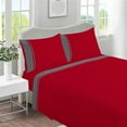 thumbnail image 1 of DNG Creations 4 Piece Two Tone Sheet Set - 10 Inch Deep Pocket ( Solid Red/Dark Grey - Olympic Queen ), 1 of 4