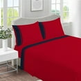 thumbnail image 1 of DNG Creations 4 Piece Two Tone Sheet Set - 10 Inch Deep Pocket ( Solid Red/Navy Blue - Full ), 1 of 4