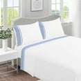 thumbnail image 1 of DNG Creations 4 Piece Two Tone Sheet Set 100% Egyptian Cotton, 800 Threads Count - 8 Inch Deep Pocket ( Solid White/Light Blue - Twin XL ), 1 of 4
