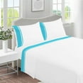 thumbnail image 1 of DNG Creations 4 Piece Two Tone Sheet Set 100% Egyptian Cotton, 800 Threads Count - 8 Inch Deep Pocket ( Solid White/Turquoise - Twin ), 1 of 4