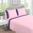 thumbnail image 1 of DNG Creations 4 Piece Two Tone Sheet Set - 18 Inch Deep Pocket ( Solid Light Pink/Purple - Olympic Queen ), 1 of 4