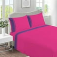 thumbnail image 1 of DNG Creations 4 Piece Two Tone Sheet Set - 21 Inch Deep Pocket ( Solid Hot Pink/Purple - Full ), 1 of 4