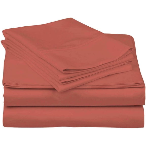 DNG Creations 4 Piece Waterbed Sheet Set Attached with Fitted Sheet 26 Inch Deep Pocket 100% Egyptian Cotton, 800 Threads Count ( Solid Brick Red - Super Single )