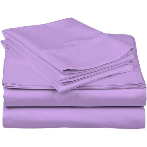 DNG Creations 4 Piece Waterbed Sheet Set Attached with Fitted Sheet 18 Inch Deep Pocket 100% Egyptian Cotton, 800 Threads Count ( Solid Lilac - Super Single )
