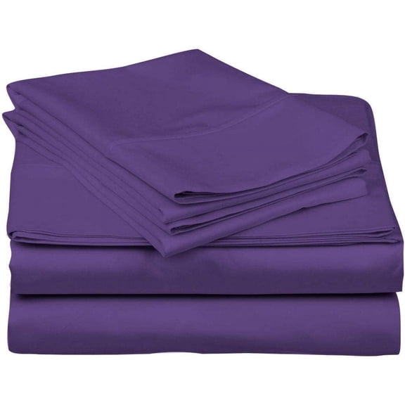 DNG Creations 4 Piece Waterbed Sheet Set Attached with Fitted Sheet 10 Inch Deep Pocket 100% Egyptian Cotton, 800 Threads Count ( Solid Purple - Super Single )