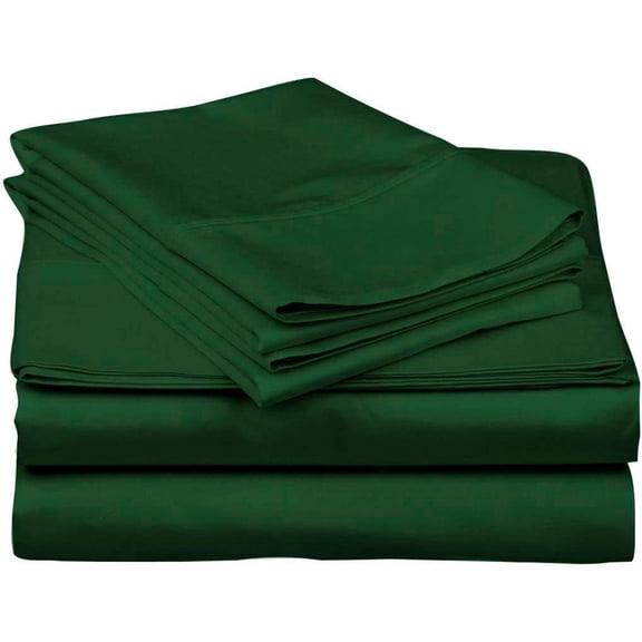 DNG Creations 4 Piece Waterbed Sheet Set Attached with Fitted Sheet 12 Inch Deep Pocket 100% Egyptian Cotton, 800 Threads Count ( Solid Green - Super Single )