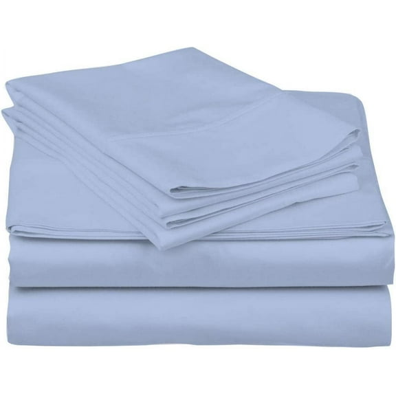 DNG Creations 4 Piece Waterbed Sheet Set Attached with Fitted Sheet 26 Inch Deep Pocket 100% Egyptian Cotton, 800 Threads Count ( Solid Light Blue - King/California King )