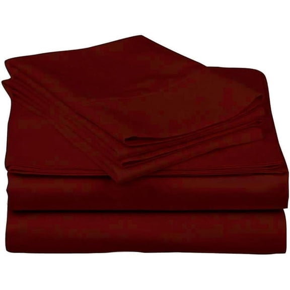 DNG Creations 4 Piece Waterbed Sheet Set Attached with Fitted Sheet 15 Inch Deep Pocket 100% Egyptian Cotton, 800 Threads Count ( Solid Burgundy - Super Single )