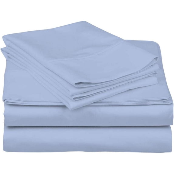 DNG Creations 4 Piece Waterbed Sheet Set Attached with Fitted Sheet 15 Inch Deep Pocket 100% Egyptian Cotton, 800 Threads Count ( Solid Light Blue - Super Single )