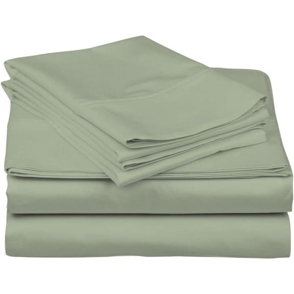 DNG Creations 4 Piece Waterbed Sheet Set Attached with Fitted Sheet 18 Inch Deep Pocket 100% Egyptian Cotton, 800 Threads Count ( Solid Light Sage - King/California King )