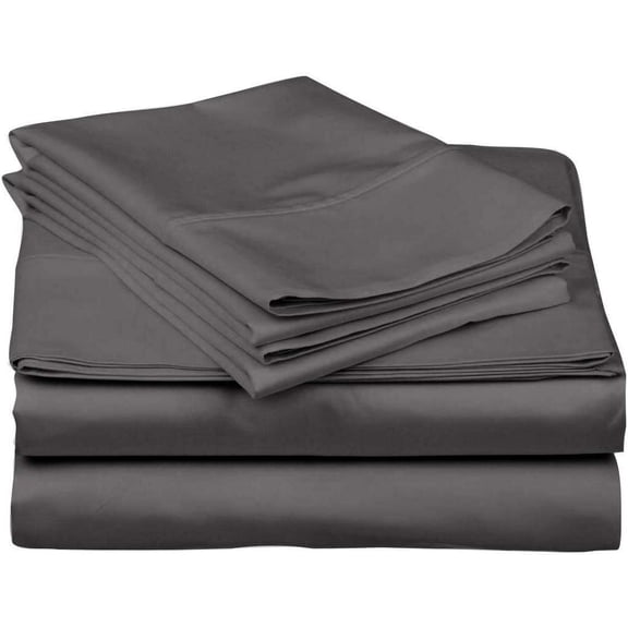 DNG Creations 4 Piece Waterbed Sheet Set Attached with Fitted Sheet 6 Inch Deep Pocket 100% Egyptian Cotton, 800 Threads Count ( Solid Dark Grey - King/California King )