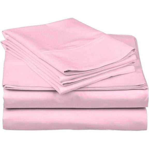 DNG Creations 4 Piece Waterbed Sheet Set Attached with Fitted Sheet 18 Inch Deep Pocket 100% Egyptian Cotton, 800 Threads Count ( Solid Light Pink - King/California King )