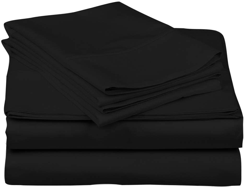 King Black Microfiber and Bamboo 4-Piece Sheet Set