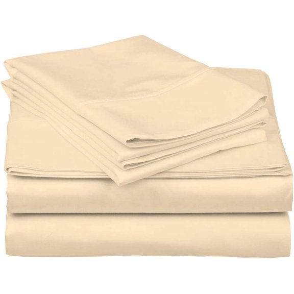 DNG Creations 4 Piece Waterbed Sheet Set Attached with Fitted Sheet 24 Inch Deep Pocket 100% Egyptian Cotton, 800 Threads Count ( Solid Ivory - Super Single )