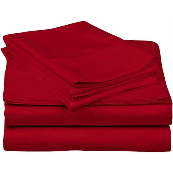 DNG Creations 4 Piece Waterbed Sheet Set Attached with Fitted Sheet 26 Inch Deep Pocket 100% Egyptian Cotton, 800 Threads Count ( Solid Red - King/California King )