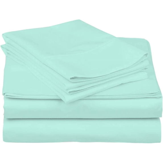 DNG Creations 4 Piece Waterbed Sheet Set Attached with Fitted Sheet 6 Inch Deep Pocket 100% Egyptian Cotton, 800 Threads Count ( Solid Aqua Blue - Super Single )