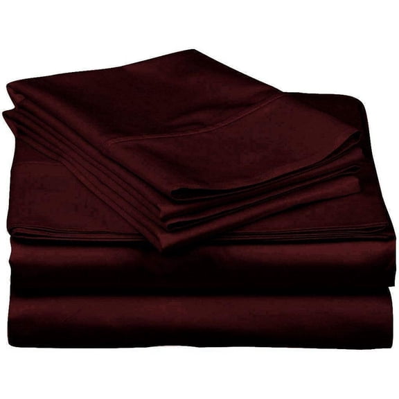 DNG Creations 4 Piece Waterbed Sheet Set Attached with Fitted Sheet 26 Inch Deep Pocket 100% Egyptian Cotton, 800 Threads Count ( Solid Wine - Queen )