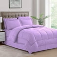 thumbnail image 1 of DNG Creations 5 Piece Box Stitched Striped Pattern Comforter 100% Egyptian Cotton Quilt Cover 800 TC All Season 550 GSM ( Twin/Twin XL Size ) Stripe Lilac Colour, 1 of 5