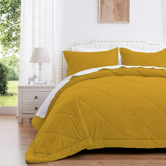 DNG Creations 5 Piece Diamond Pattern Comforter Set, 800 Thread Count, 100% Egyptian Cotton - Oversized Queen, Solid Gold Color