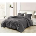 thumbnail image 1 of DNG Creations 5 Piece Diamond Ruffle Comforter 100% Egyptian Cotton, 800TC - Solid Dark Grey Colour - Super Soft 550 GSM All Season ( Full/Queen - Size ), 1 of 6