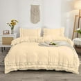 thumbnail image 1 of DNG Creations 5 Piece Double Ruffle Duvet Cover With Zipper Closure ( Solid Ivory ) All-Season 100% Egyptian Cotton, 800 Thread Count ( Oversized Queen - Size ), 1 of 6
