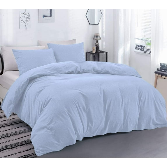 DNG Creations 5 Piece Duvet Cover with Zipper & Corner Ties - 100% Egytian Cotton, 800 Theads Count ( Oversized Queen - Solid Light Blue )