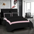 thumbnail image 1 of DNG Creations 5 Piece Full Black And Baby Pink Border Line Pattern Duvet Cover - 100% Egyptian Cotton, 800 Thread Count ( California King ), 1 of 4
