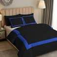 thumbnail image 1 of DNG Creations 5 Piece Full Black And Royal Blue Border Line Pattern Duvet Cover - 100% Egyptian Cotton, 800 Thread Count ( Twin/Twin XL ), 1 of 4