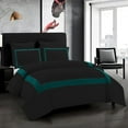 thumbnail image 1 of DNG Creations 5 Piece Full Black And Teal Border Line Pattern Duvet Cover - 100% Egyptian Cotton, 800 Thread Count ( Oversized King ), 1 of 5